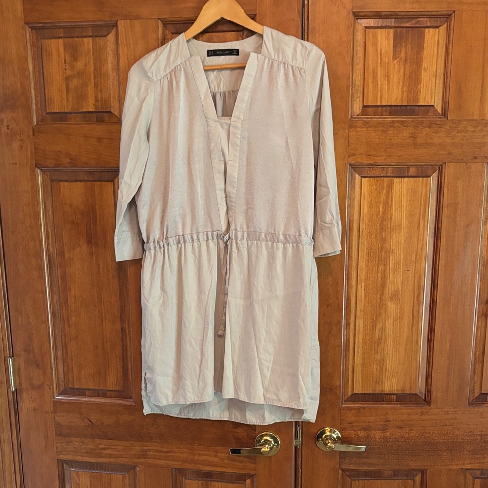 Zara Beige Long Sleeve Dress